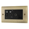 BG Nexus Antique Brass Quadplex 2x Satellite BT and Co-Axial Socket with Surface Pattress Back Box