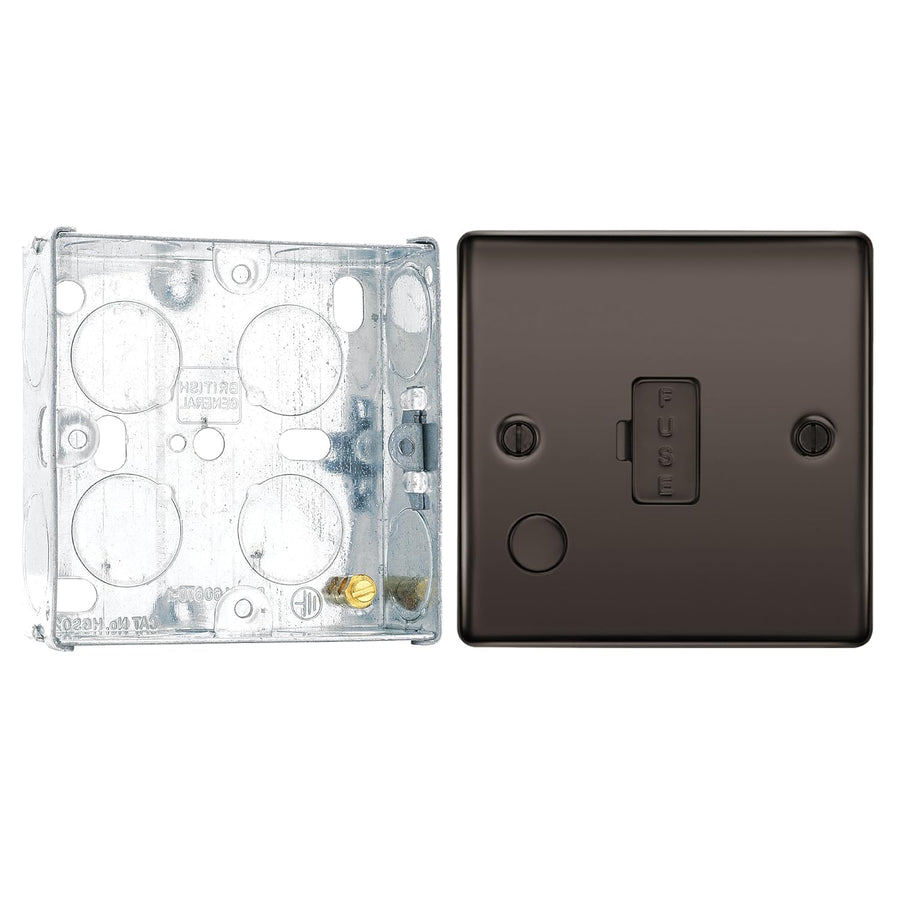 BG Nexus Black Nickel 13A Unswitched Spur with Flex Outlet NBN55 and 25mm Steel Back Box