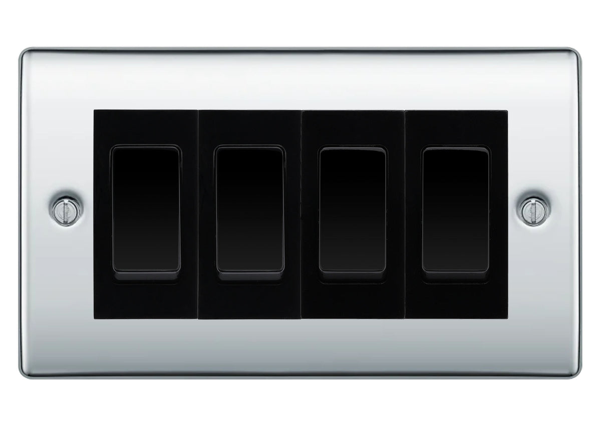 BG Nexus Polished Chrome 4 Gang Intermediate Light Switch...– The ...