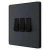 BG Evolve Matt Grey 20A 16AX Triple Light Switch PCDMG43B with 25mm Steel Back Box