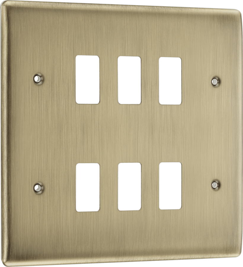 BG RNAB6 Nexus Metal Antique Brass 6 Module Grid Front Plate