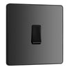 BG Evolve Black Chrome 1 Gang 20A 16AX 2 Way Light Switch PCDBC12B with 25mm Steel Back Box