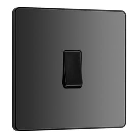 BG Evolve Black Chrome 1 Gang 20A 16AX 2 Way Light Switch PCDBC12B with 35mm Steel Back Box