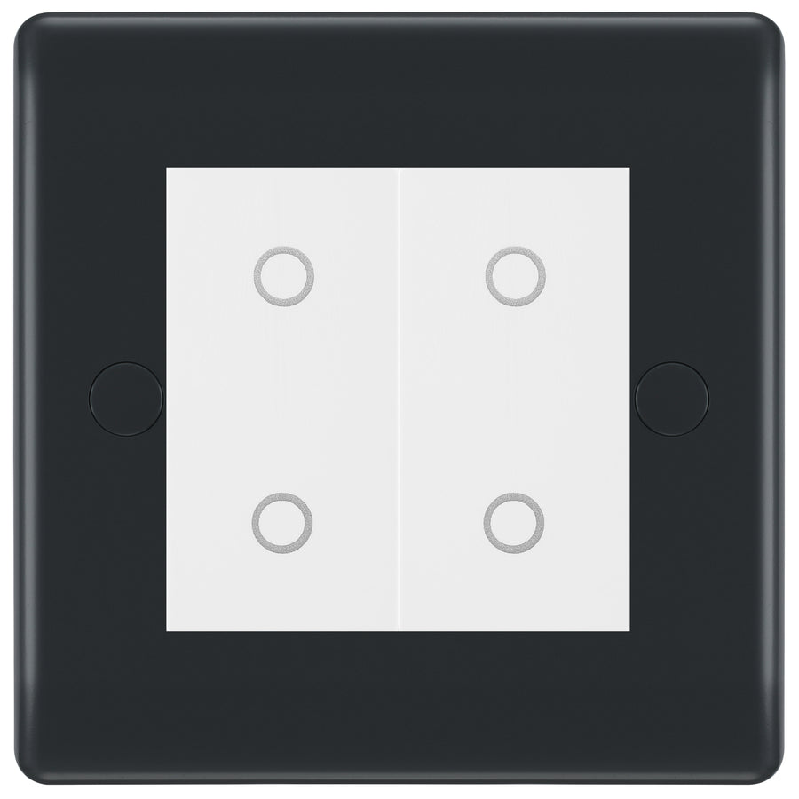 BG Part M 2 Gang Switch Double Secondary Touch Dimmer Graphite - White