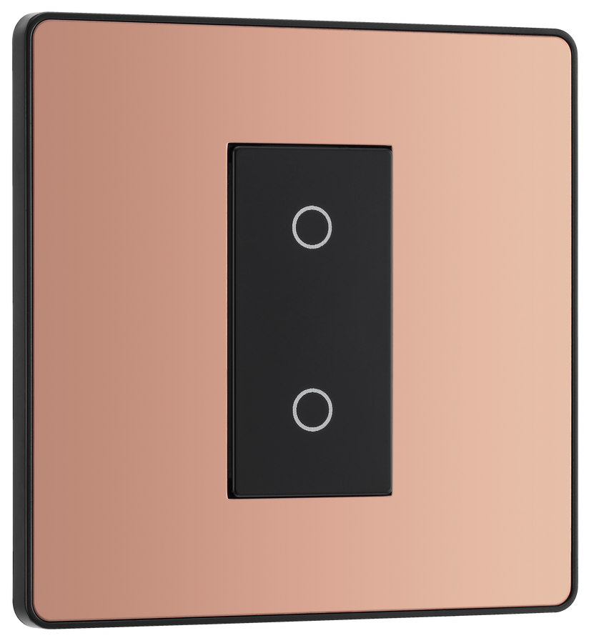  PCDCPTDM1B Front - This Evolve Polished Copper single master trailing edge touch dimmer allows you to control your light levels and set the mood.