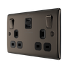 BG NBN22UAC45B Nexus Metal | Black Nickel - Black insert | USB A + C | 2 Gang Switched Socket