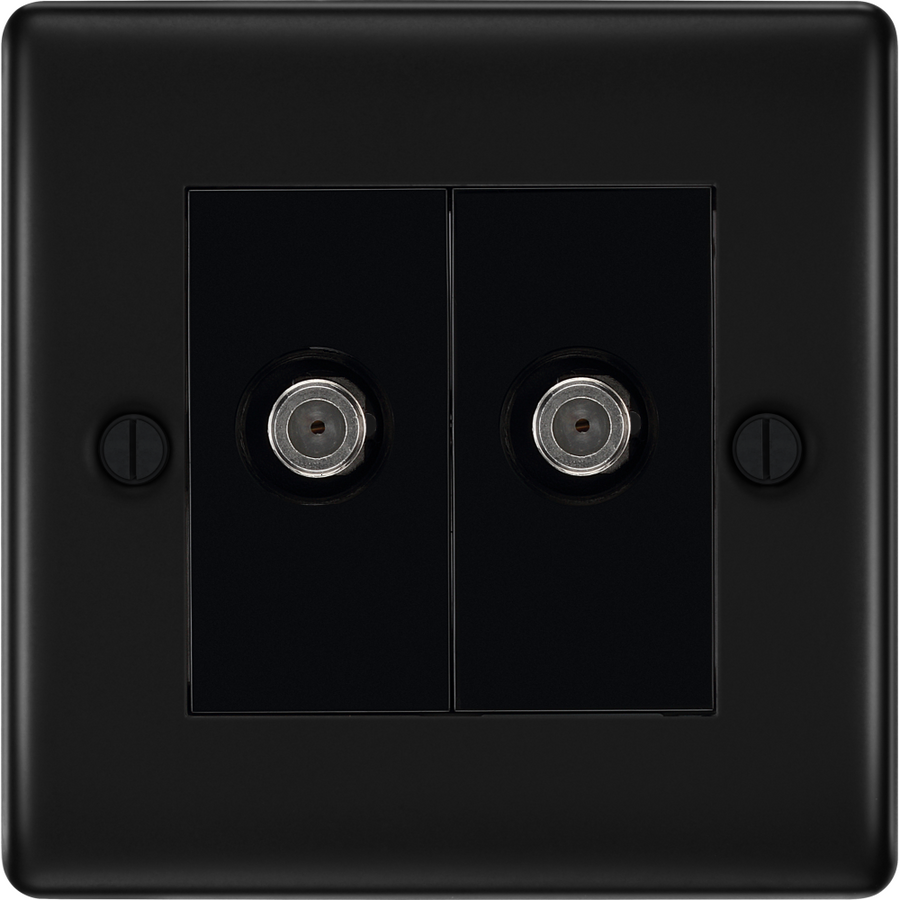 BG Nexus Metal Matt Black Double Satellite Socket NFB642B