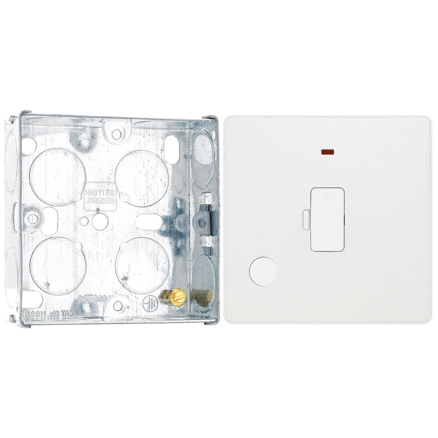 BG Evolve Pearlescent White 13A Unswitched Fused Connection Unit PCDCL54W with 25mm Steel Back Box