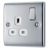 BG Nexus Metal Polished Chrome 13A Single Socket NPC21W with 25mm Steel Back Box