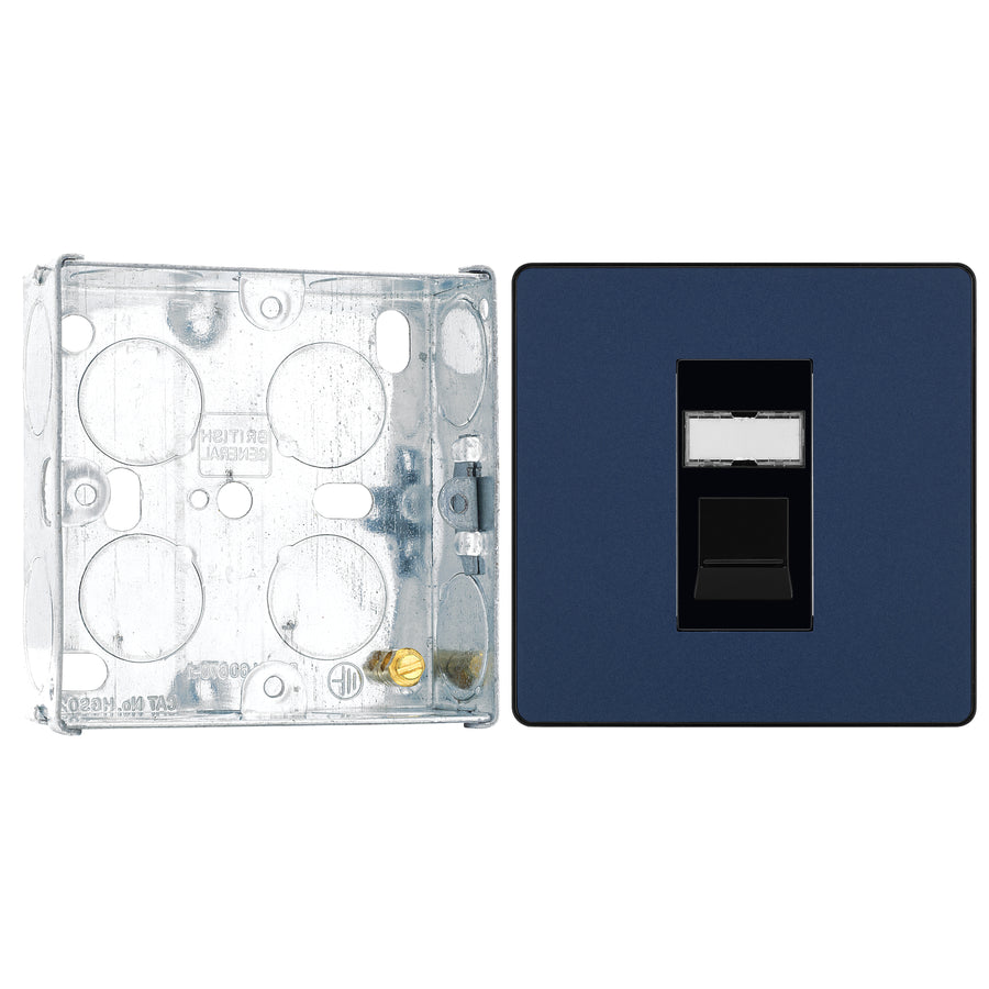 BG Evolve Matt Blue RJ45 Cat6 Single Data Outlet PCDDBRJ451B with 25mm Steel Back Box