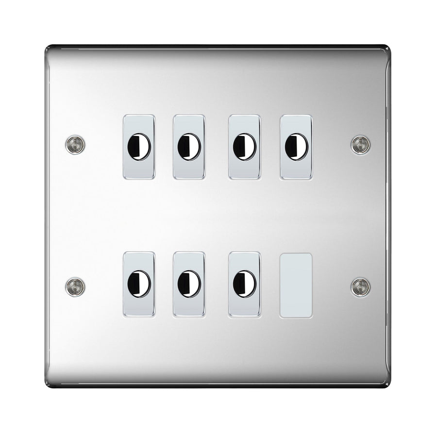 BG Nexus Metal Polished Chrome 7 Gang Flex Outlet Socket