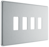 BG Electrical RFBS4 Nexus Grid Brushed Steel Screwless Front Plate 4 Module