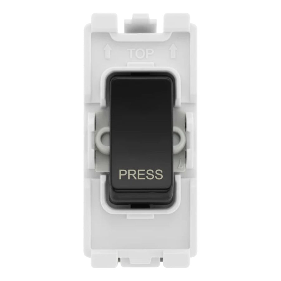 BG RPCDB14 Evolve Grid Black 20A 20AX 1 Way 1 Pole PRESS Retractive Switch Module