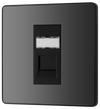 PCDBCRJ451B Front - This Evolve Black Chrome RJ45 ethernet socket from British General uses an IDC terminal connection and is ideal for home and office, providing a networking outlet with ID window for identification.