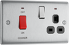 NBS70B Front - This 45A cooker control unit from British General includes a 13A socket for an additional appliance outlet, and has flush LED indicators above the socket and switch.