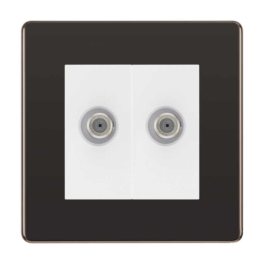 BG Screwless Black Nickel Double Satellite Socket FBN642W