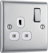 BG NBS21W Nexus Metal Brushed Steel 1 Gang 13A Switched Socket - White Insert