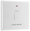 BG 833WH White Round Edge 20A DP Switch marked Water Heater + Neon + Cable Outlet