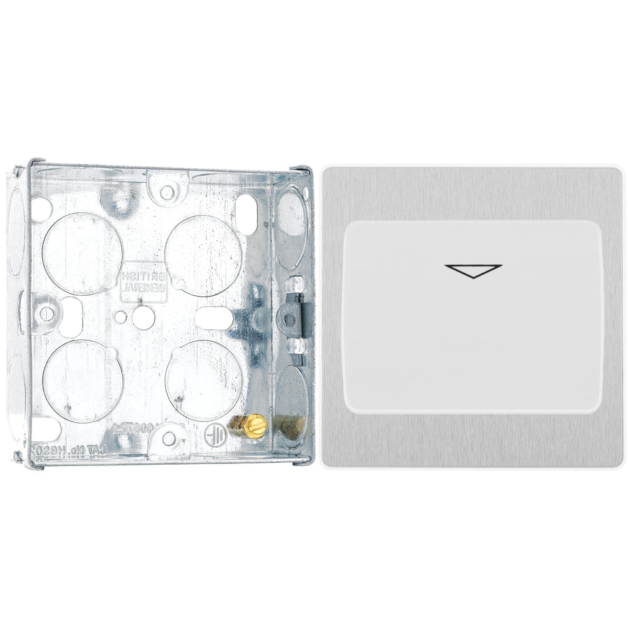 BG Evolve Brushed Steel Hotel Key Card Switch PCDBSKYCSW with 25mm Steel Back Box