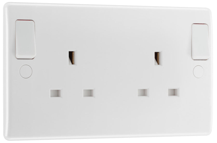 BG 822DPOB Moulded Round Edge | White | 13A DP Double Socket + Outboard Rockers