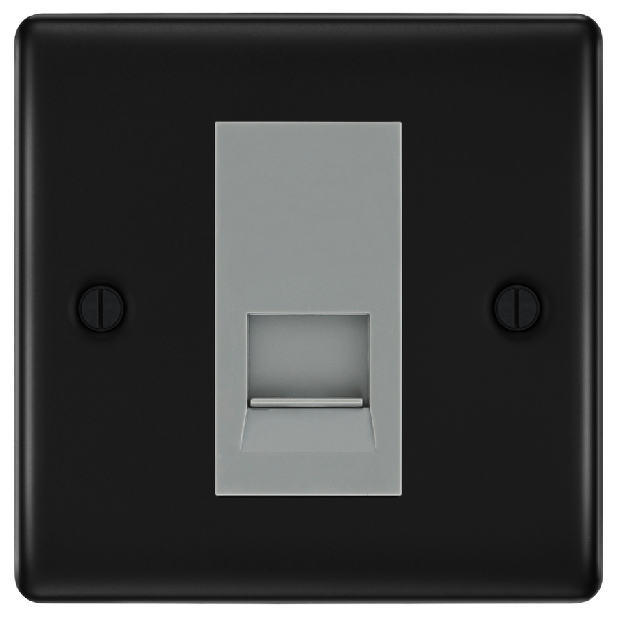 BG Nexus Matt Black Single Master Telephone Socket – Grey Insert