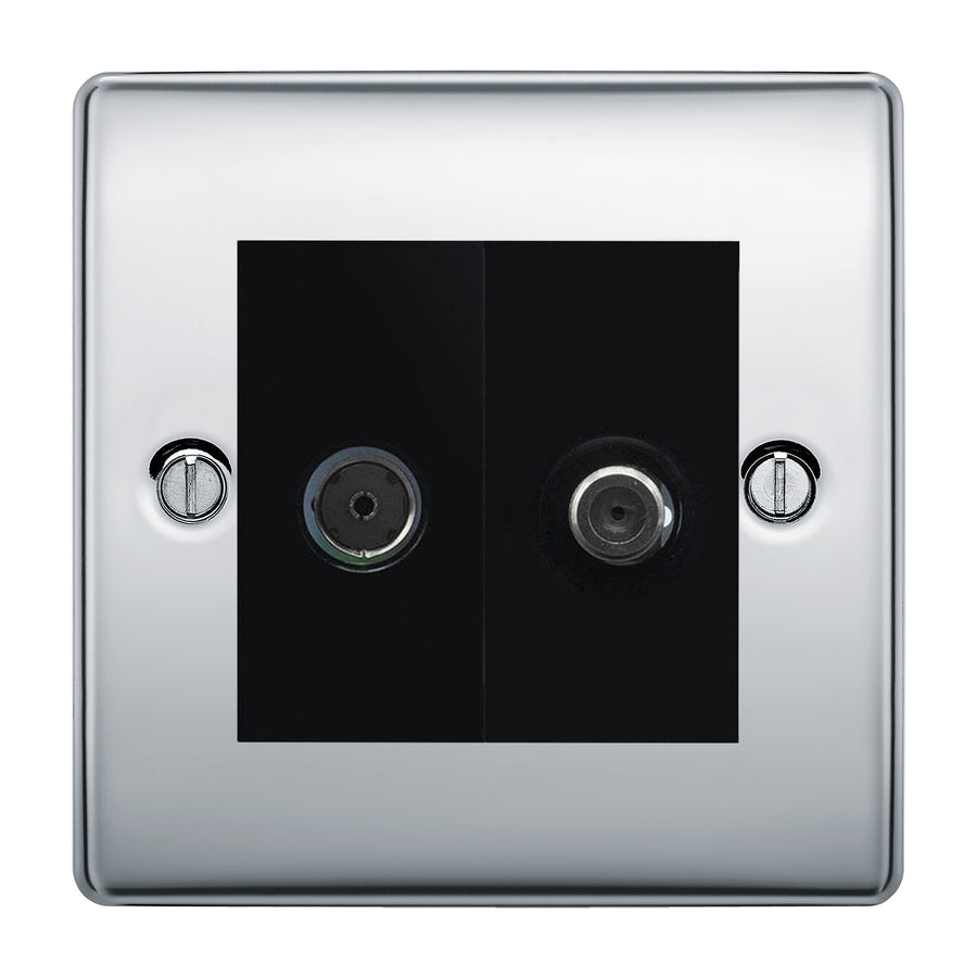 BG Nexus Metal Polished Chrome TV & Satellite Socket NPC65B