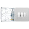 BG Evolve Brushed Steel 20A 16AX 2 Way Triple Light Switch PCDBS43W with 25mm Steel Back Box