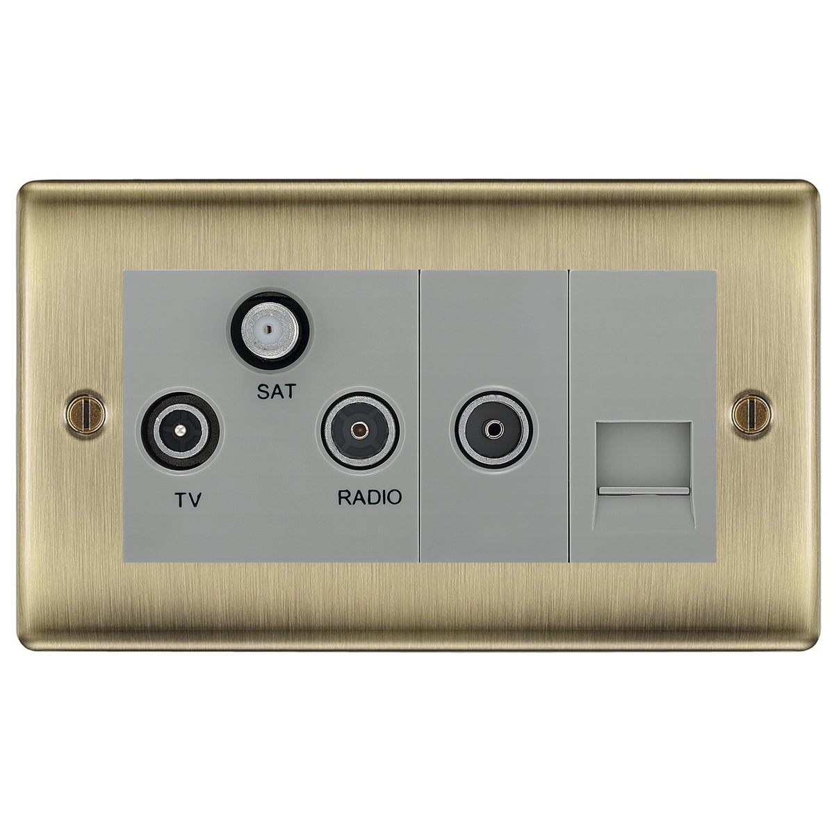 BG Nexus Antique Brass TV/FM/SAT + Return & 1 Gang Tel - Screened ...