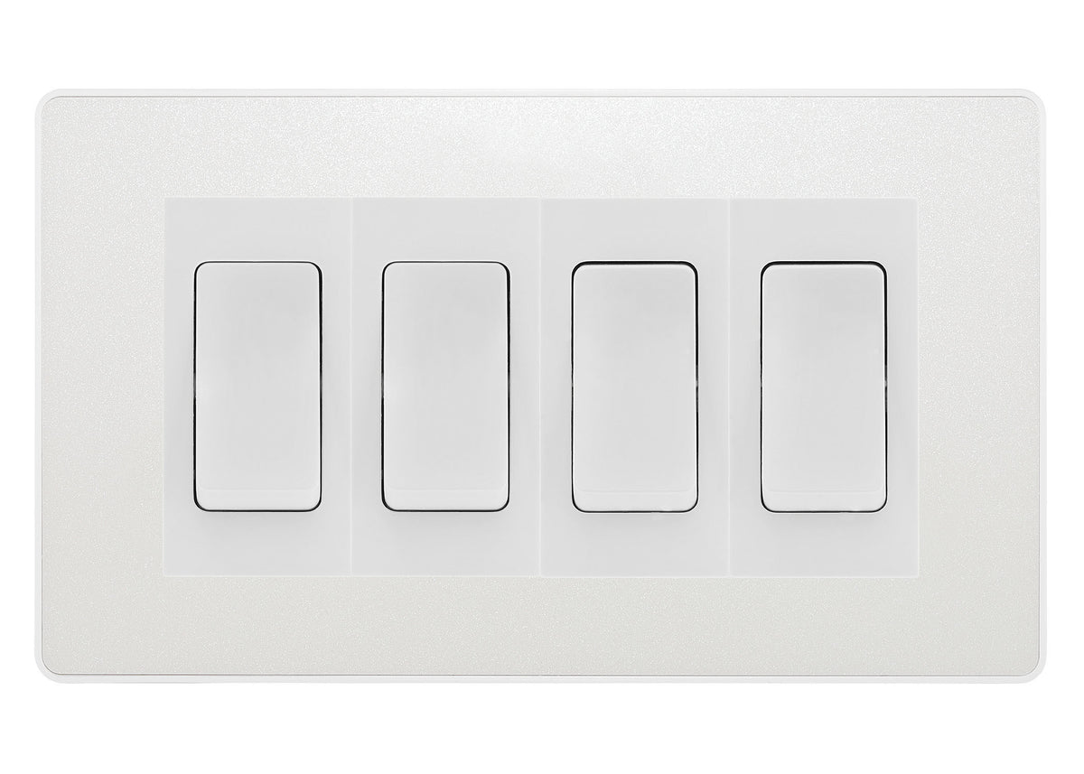 BG Evolve Pearlescent White 4 Gang Intermediate Light Switch Custom ...