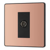 BG Evolve Polished Copper Single Co-Axial Socket PCDCP60B with 35mm Steel Back Box
