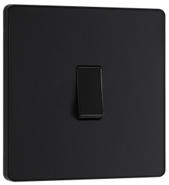 BG Evolve PCDMB12B Matt Black 1 Gang 20A 16AX 2 Way Light Switch-Black Insert