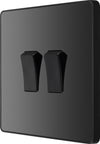 BG Evolve PCDBC42B Black Chrome 2 Gang 20A 16AX 2 Way Light Switch - Black Insert