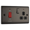 BG Nexus Black Nickel 45A DP Switch 13A Socket Neon NBN70B and 25mm Steel Back Box