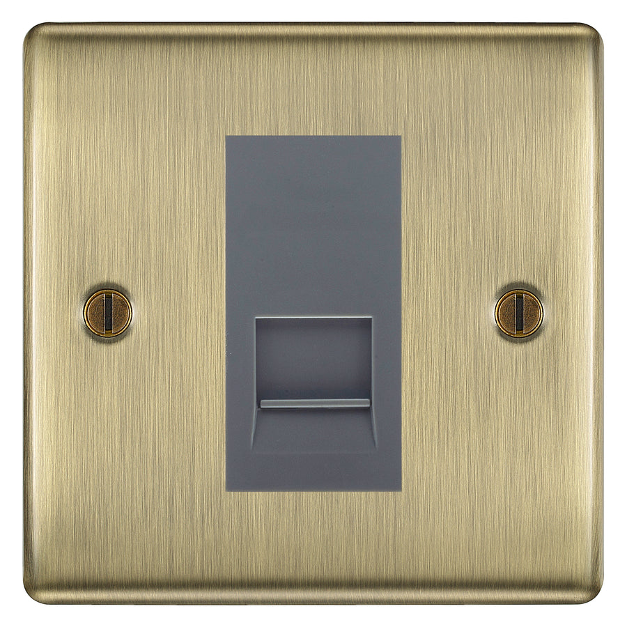 BG Nexus Antique Brass Single IDC Secondary Telephone Socket - Grey Insert