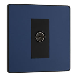 BG Evolve Matt Blue Co-Axial Socket Outlet PCDDB60B with 35mm Steel Back Box