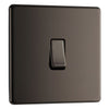 BG Screwless Black Nickel 20A 16AX 2 Way Single Light Switch FBN12 with 25mm Steel Back Box