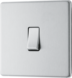 BG Electrical FBS13 Nexus Screwless Flat-Plate Single Intermediate Light Switch Brushed Steel 10A