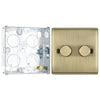 BG Nexus Antique Brass 200W 2 Way Double Trailing Edge Dimmer Switch NAB82 with 25mm Steel Back Box