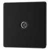 BG Screwless Matt Black 1 Gang Coaxial TV Socket FFB60 with 25mm Steel Back Box