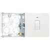 BG Evolve Pearlescent White 20A 2 Pole LED Switch PCDCL31W with 25mm Steel Back Box