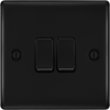 BG NFB42 Nexus Metal Matt Black 2 Gang 20A 16AX 2 Way Plate Switch
