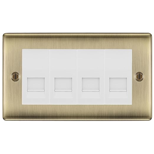 BG Nexus Antique Brass 4 Gang IDC Secondary Telephone Socket - White Insert