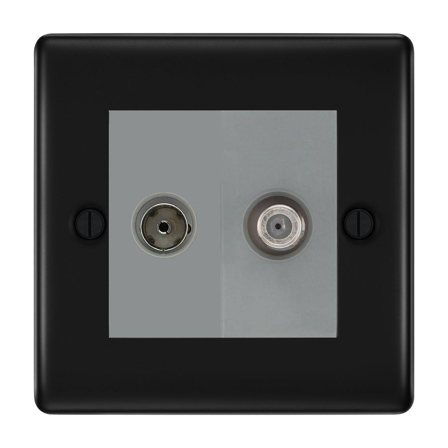 BG Nexus Metal Matt Black TV & Satellite Socket NFB65G