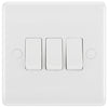 BG 843 Moulded Round Edge | White | 3 Gang 10AX 2 Way Plate Switch