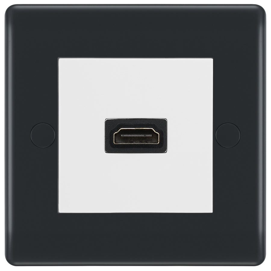BG Part M Single HDMI Socket Graphite - White Insert