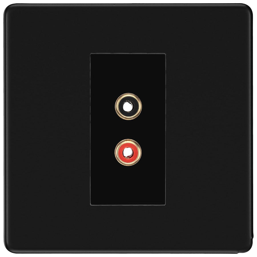BG Screwless Matt Black Euro Module RCA X 2 Outlet FFBRCA2B