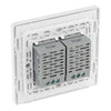 BG Evolve Pearlescent White 2 Gang 200W Trailing Edge Master Touch Dimmer PCDCLTDM2W with 25mm Steel Back Box