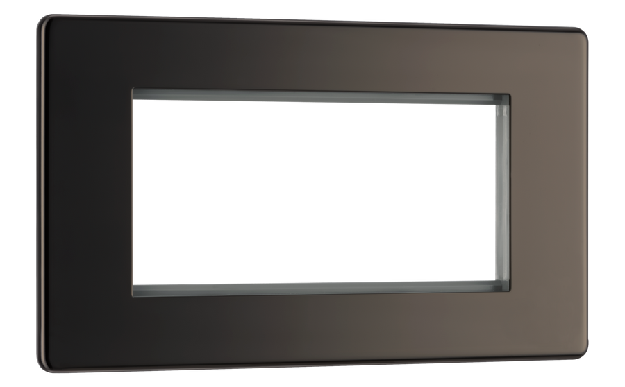 BG FBNEMR4 Euro Module Screwless Flat-Plate 4 Module Rectangular Front Plate