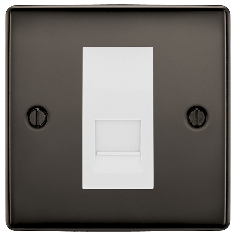 BG Nexus Black Nickel Single Secondary Telephone Socket, Screw Terminal - White Insert