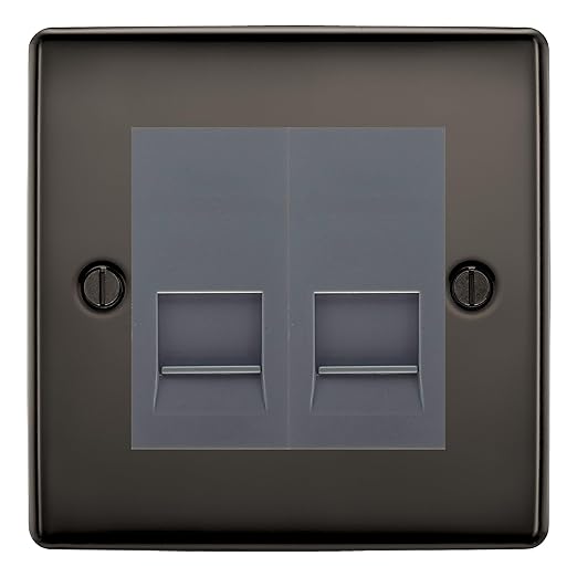 BG Nexus Black Nickel Double IDC Secondary Telephone Socket - Grey Insert